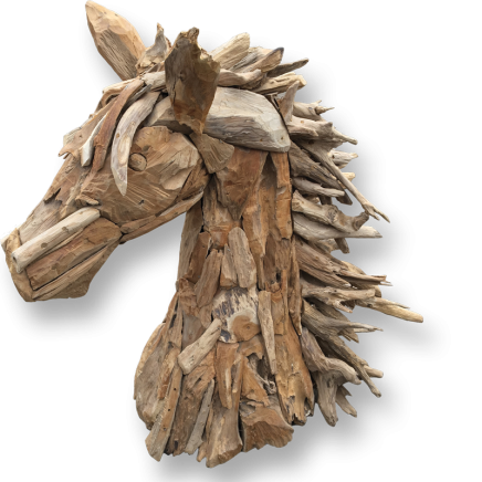 Teak Root Horse Head Sculpture