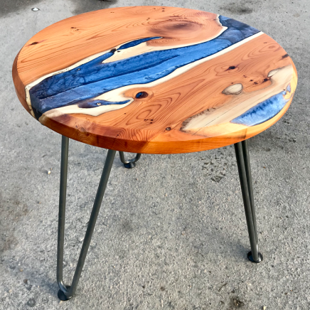 Yew Circular Resin River Side Table 1