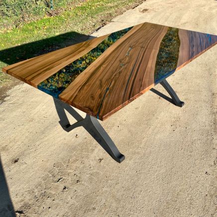 Walnut River Dining Table Galactic Blue Artwork