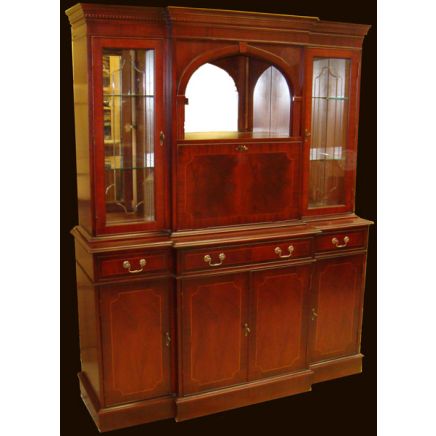 Antique Reproduction 72 Breakfront Regency Cocktail Cabinet