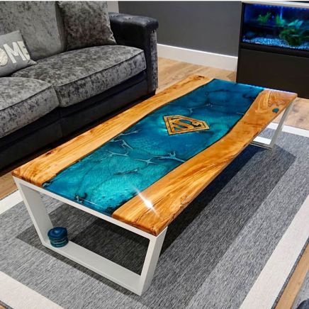 Olive Wood & Resin River Coffee Table Superman!