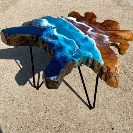 Teak & Resin Ocean Art Coffee Table