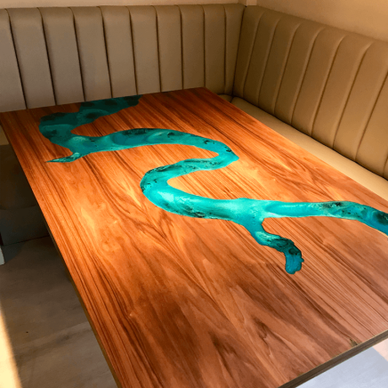 Walnut & Reef Blue River Dart  Dining Table/Wall Art (SOLD)