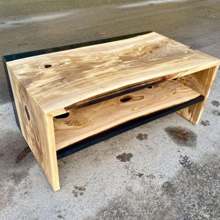 Olive & Black Resin River TV Stand