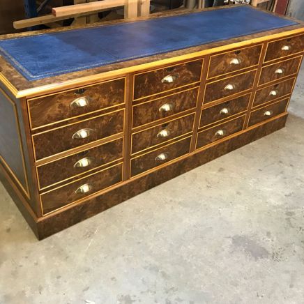 Bespoke 8 Drawer Burr Walnut Filing Cabinet