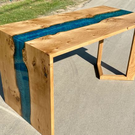 Waterfall River Desk Oak & Reef Blue