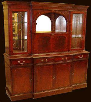 Antique Reproduction 84 Breakfront Regency Cocktail Cabinet