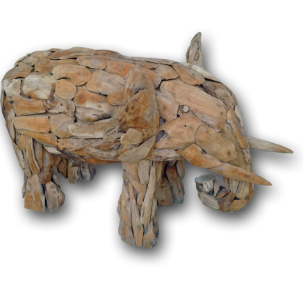 Teak Root Elephant Sculpture