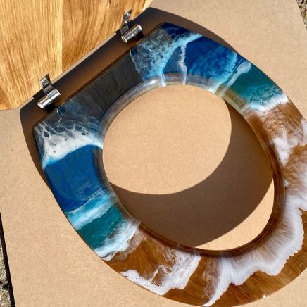 Toilet Seat with Resin Ocean Artwork