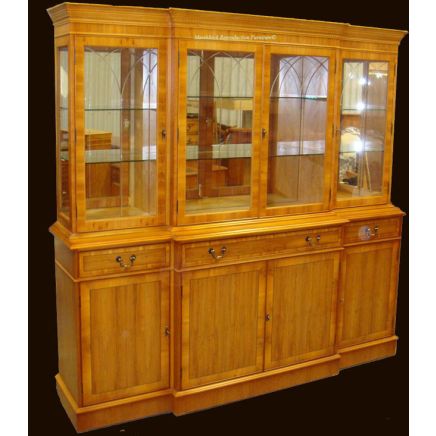 Antique Reproduction 72 Breakfront Regency Glazed Bookcase