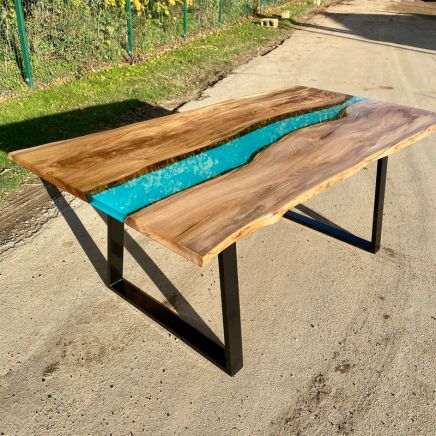 Elm & Turquoise River Dining Table