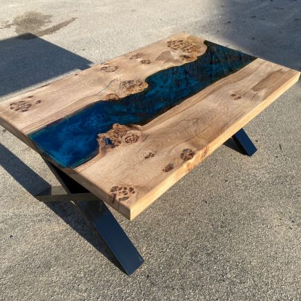Burred Oak & Galactic Blue River Coffee Table 2