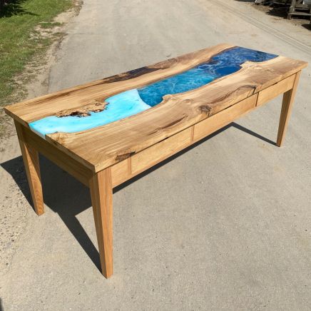 Burred Oak & Resin Glacier Desk