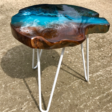 Wood & Resin Ocean Art Side Table 3