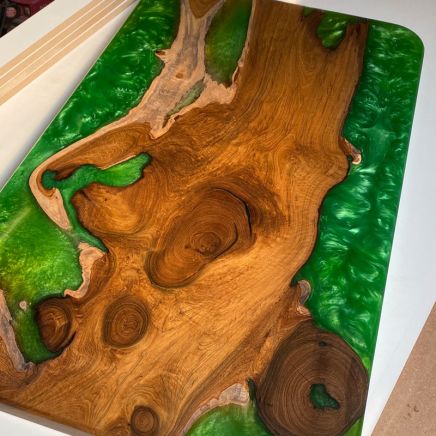 Teak & Custom Resin Coffee Table Top