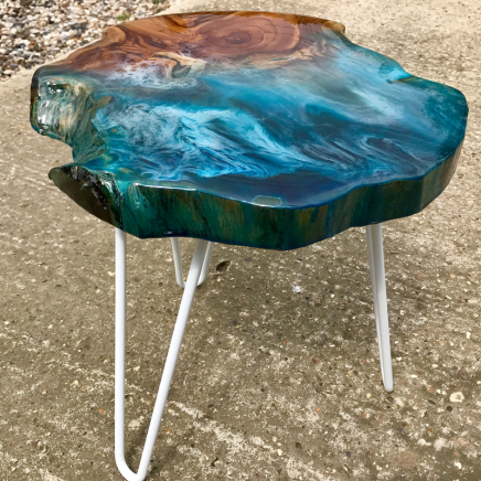 Wood & Resin Ocean Art Side Table 4