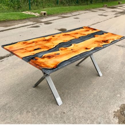 Yew Grey Resin River Dining Table