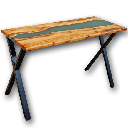 Yew Wood & Green Resin River Desk