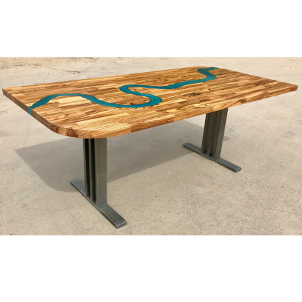 Zebrano & Blue Resin River Dining Table Thames