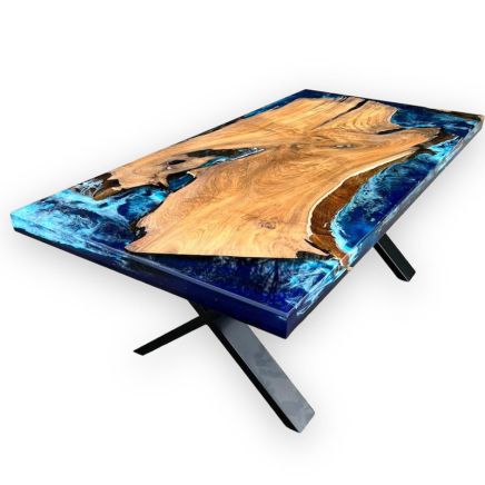 Teak Slab Ocean Resin Coffee Table