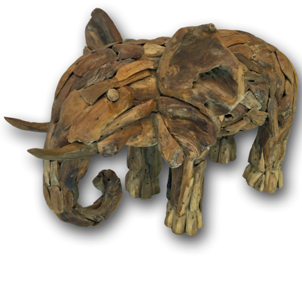 Teak Root Elephant Sculpture