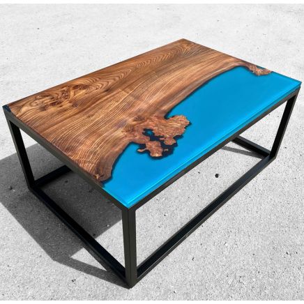 Burr Elm Frosted Blue Coffee Table