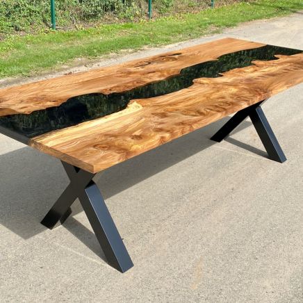 Elm River Dining Table Grey & Smoked