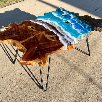 Large Resin Ocean Art Coffee Table