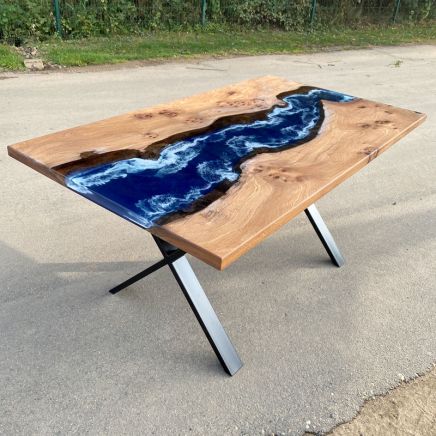 Oak & Deep Sea River Dining Table