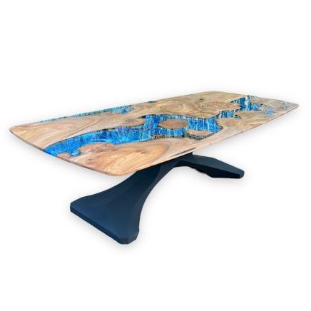 Burr Elm & Deep Sea River Dining Table