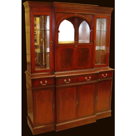 Antique Reproduction 60 Breakfront Regency Cocktail Cabinet