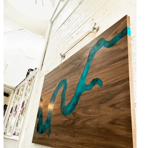 Walnut & Reef Blue River Dart  Dining Table/Wall Art (SOLD)