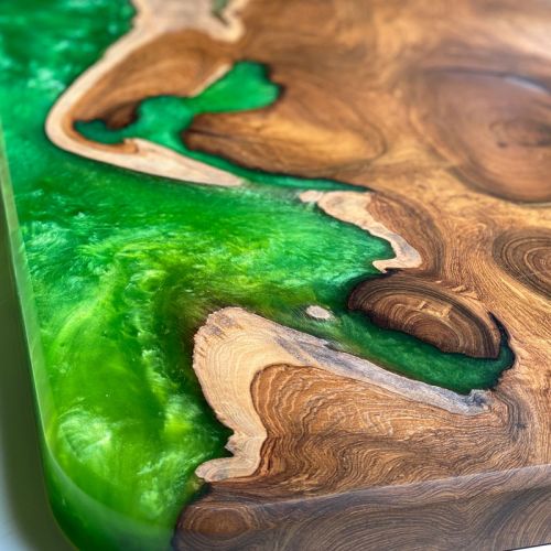 Teak & Custom Resin Coffee Table Top