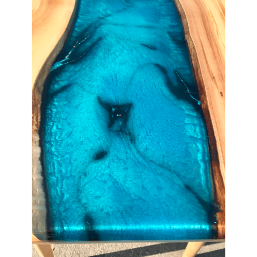 Olive Wood & Blue Resin River Desk