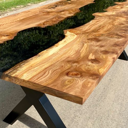 Elm River Dining Table Grey & Smoked