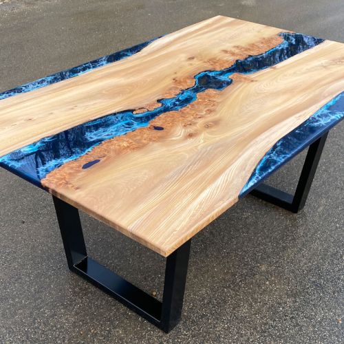 Elm & Deep Sea Twin Plank River Dining Table