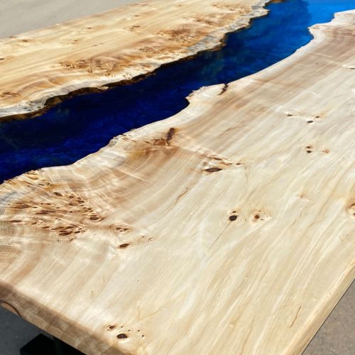 Mappa Burr & 2 Tone Blue River Dining Table