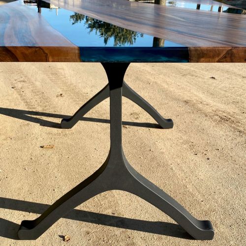Walnut River Dining Table Galactic Blue Artwork