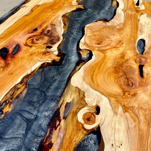 Yew & Terminator Silver Resin River Dining Table