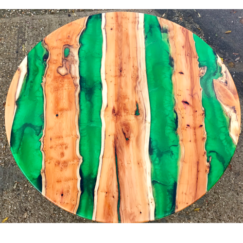 Circular Yew & Green Resin River Dining Table (SOLD)