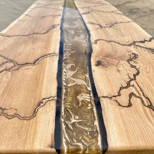 Oak Molten Gold Lightning Dining Table