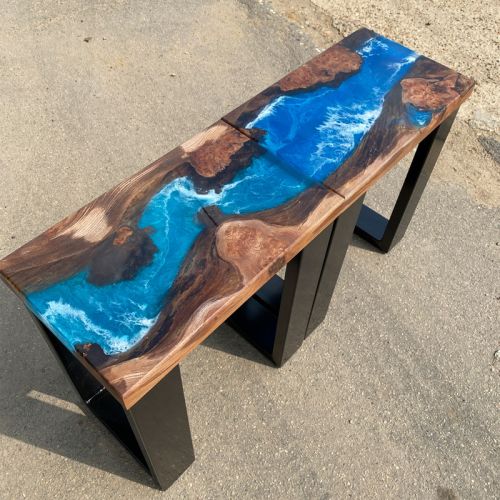 Pair of Elm & Ocean Art River Side Tables