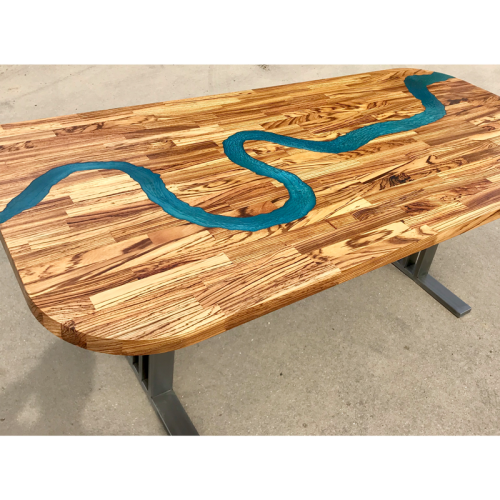 Zebrano & Blue Resin River Dining Table Thames