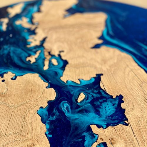 UK Map Side Table Oak 2