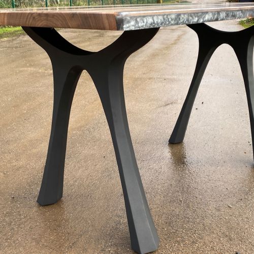 Walnut & Terminator Silver River Dining Table