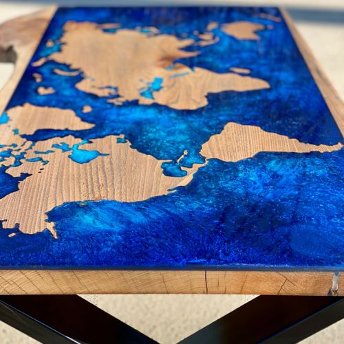 World Map Coffee Table Live Edge