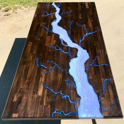Lightning Oak & Resin Dining Table