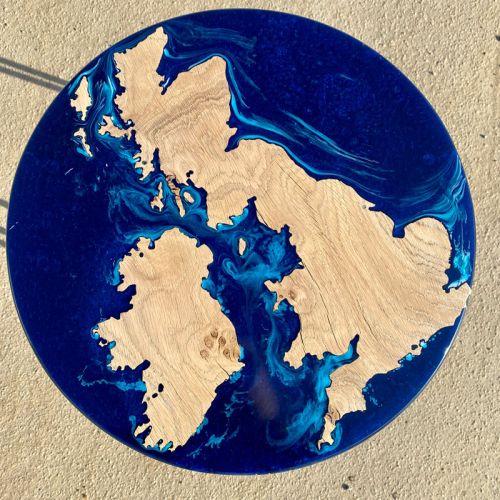 UK Map Side Table Oak 2