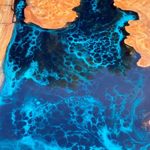 Single Slab Elm & Galactic Blue River Coffee Table