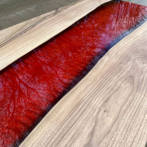 Walnut & Red Lava River Dining Table